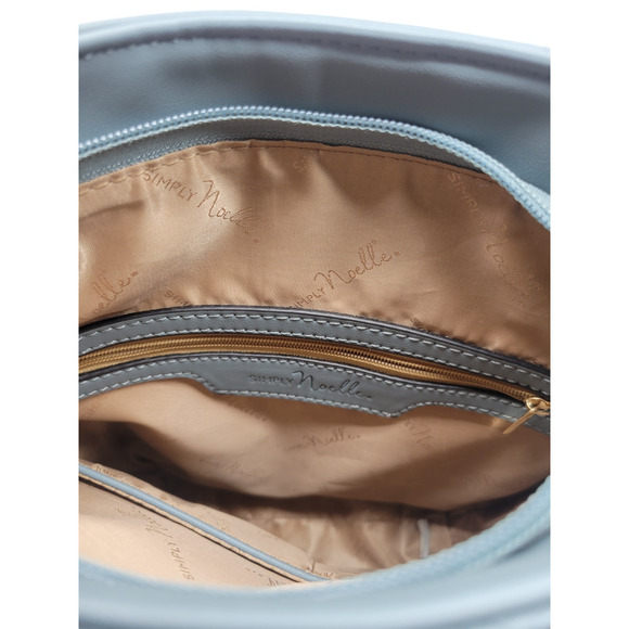 Simply Noelle Purse Handbag Crossbody Blue Woven Vegan Leather Zipper Adjustable - Picture 11 of 14